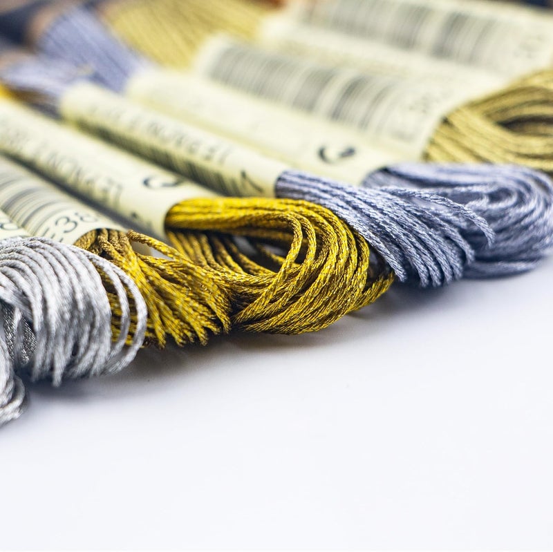 krastmon 6 Skeins Embroidery Thread, Metallic Silver Embroidery Floss Friendship Bracelet String, Polyester Cross-Stitch Threads Friendship Bracelet String for Hand Embroidery, String Art - Image 4